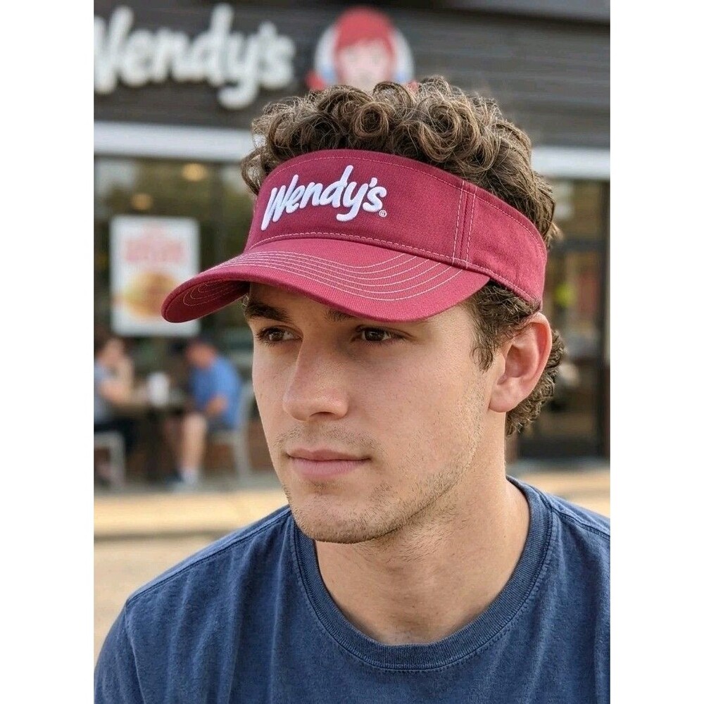 Wendy's Restaurant Visor Hat Cap Embroider Adjustable Red Dave Thomas Foundation